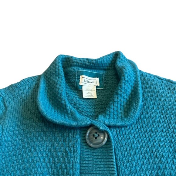 LL Bean Teal Button-Down Cardigan Sweater Vintage Angora Cotton Size XS Women's - Picture 2 of 11
